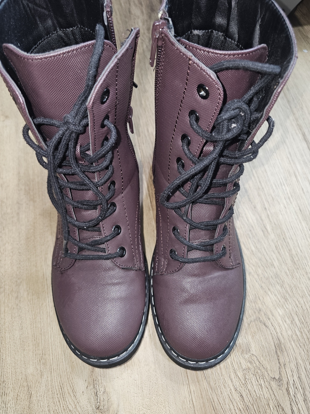 Women’s Burgundy Lace-Up Combat Boots